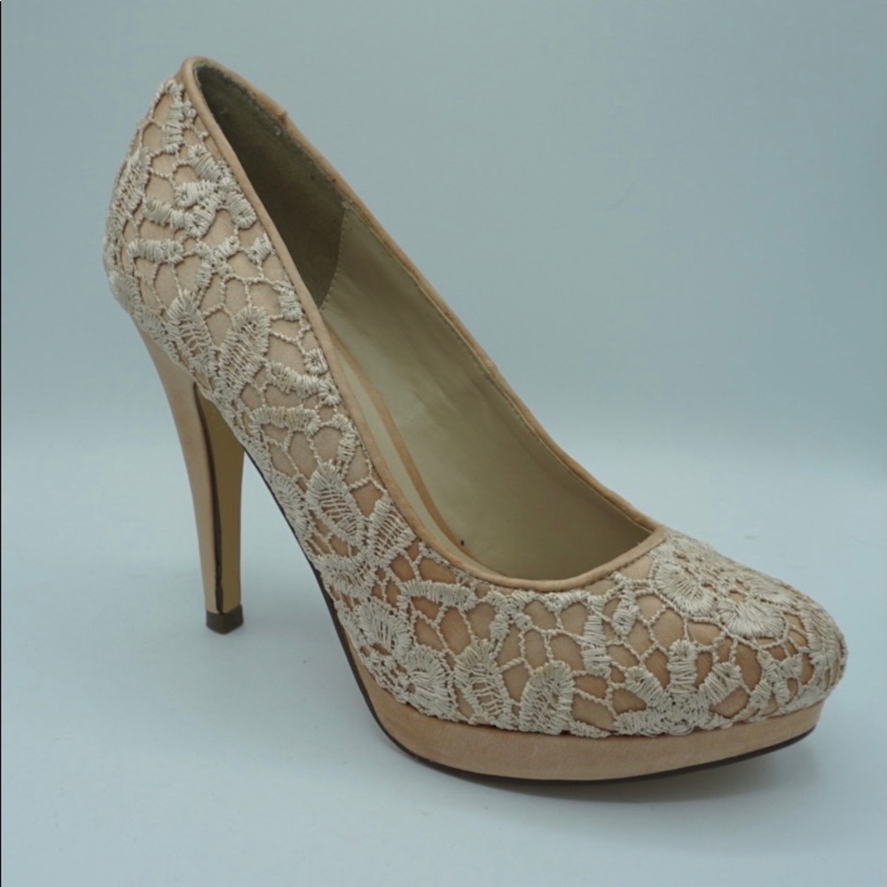 Call It Spring Cream Crochet Detail Heels